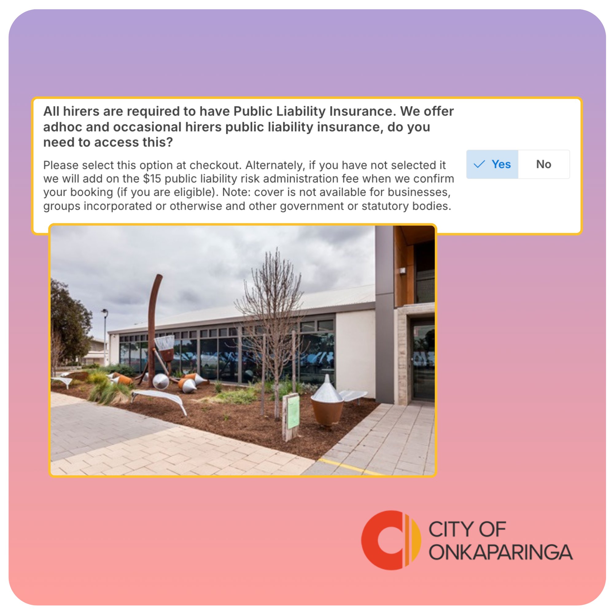 City of Onkaparinga - Hirer Document Feature