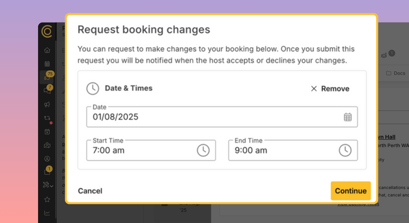 Request booking changes