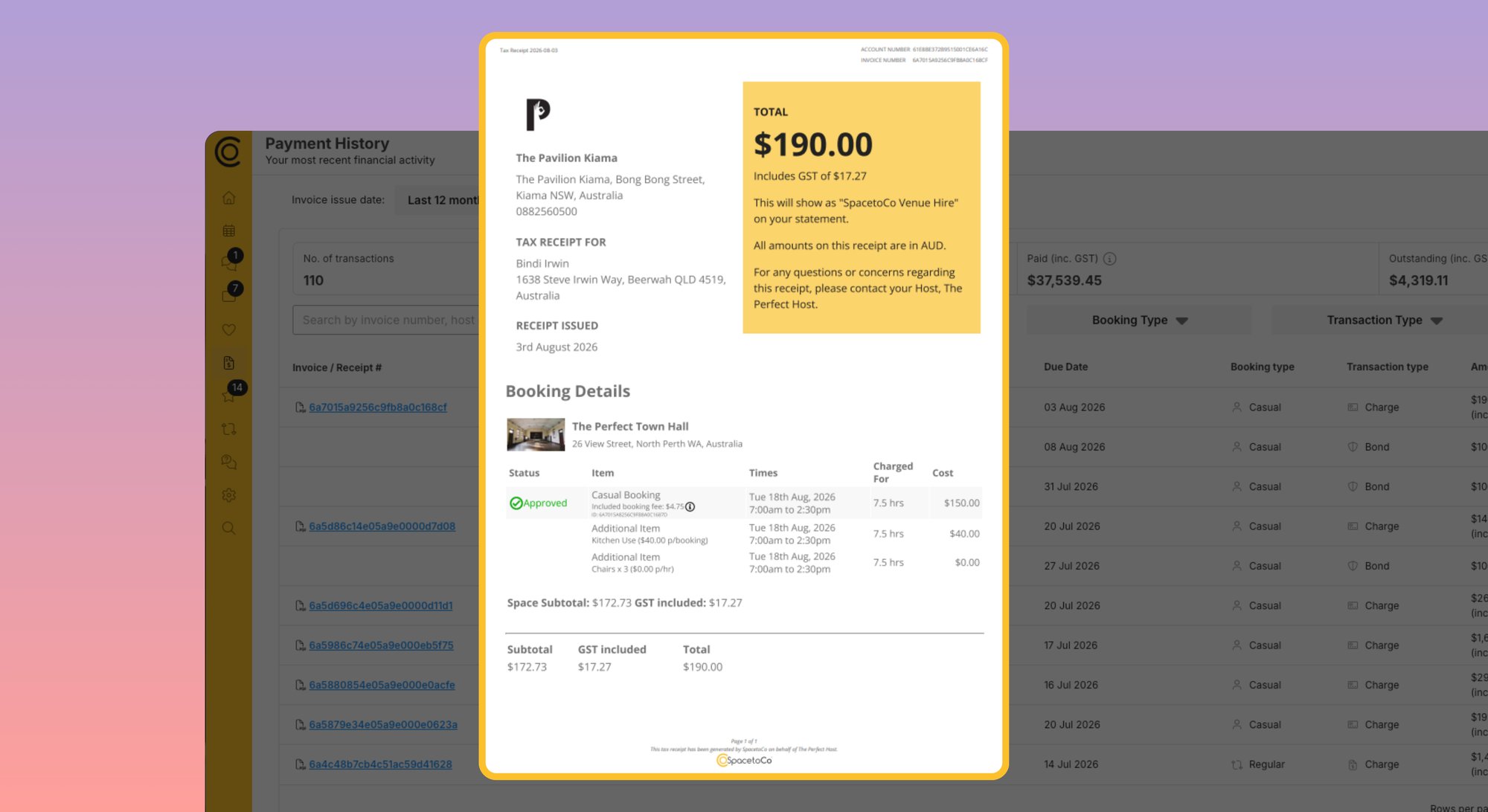Viewing invoices - regular hirer