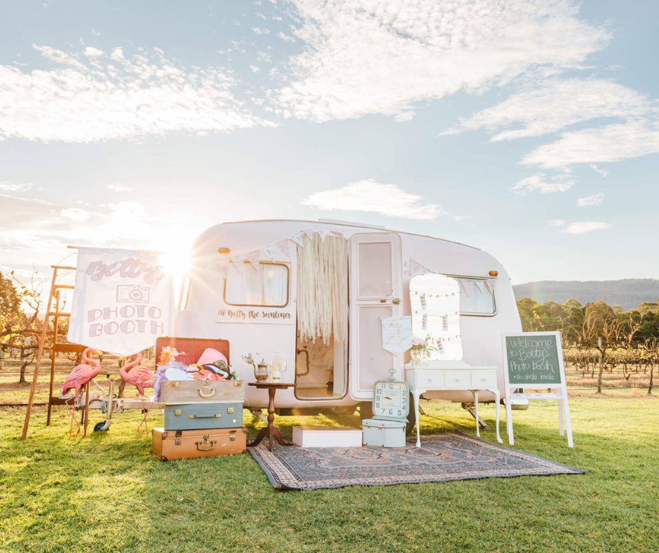 pink vintage caravan