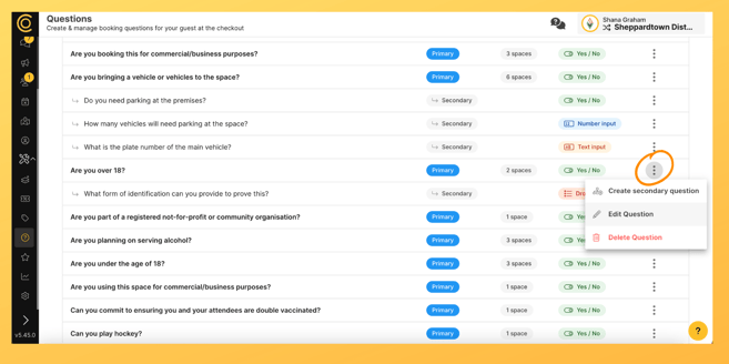 edit questions