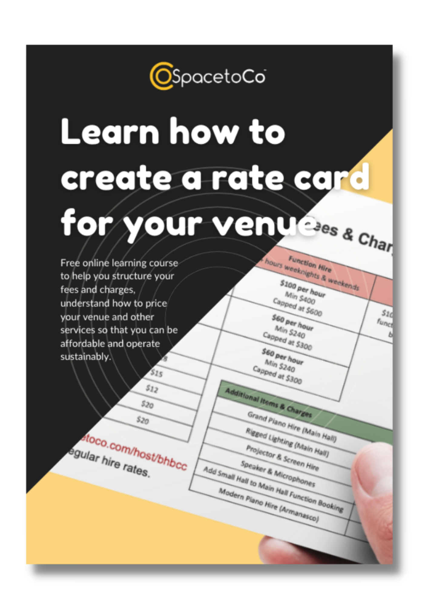 Free fees and charges course for community venues