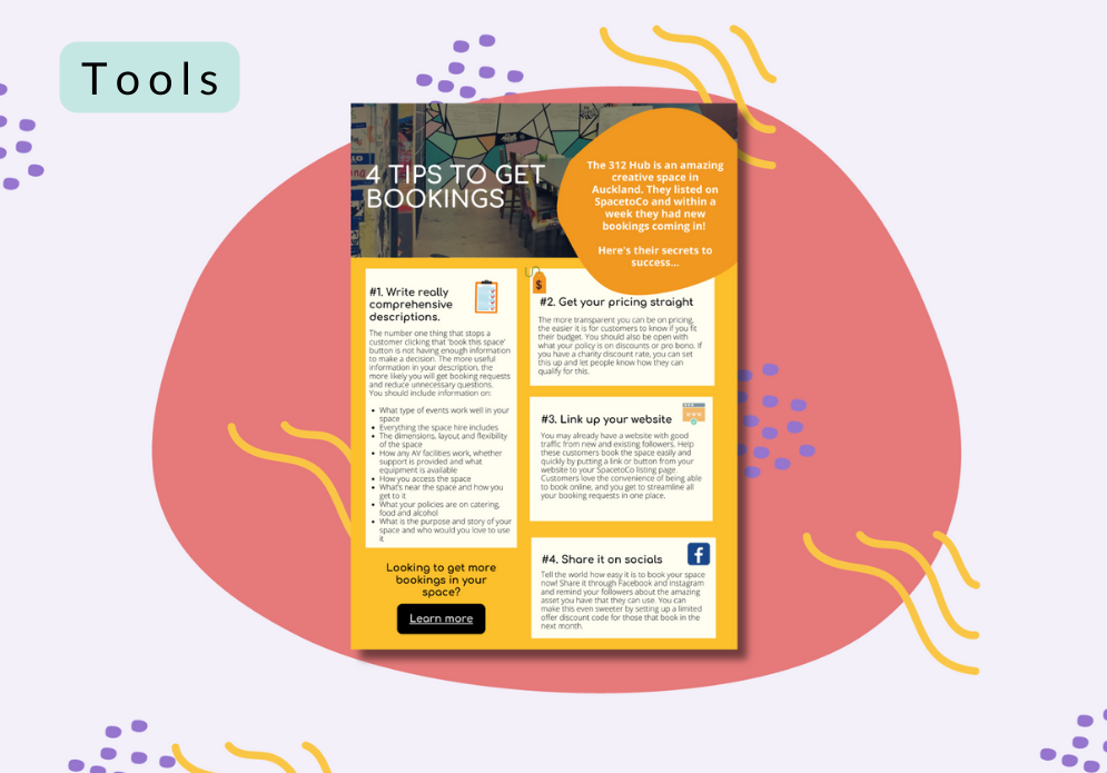 Resources for Arts and Rehearsal Facilities_4 tips to get bookings